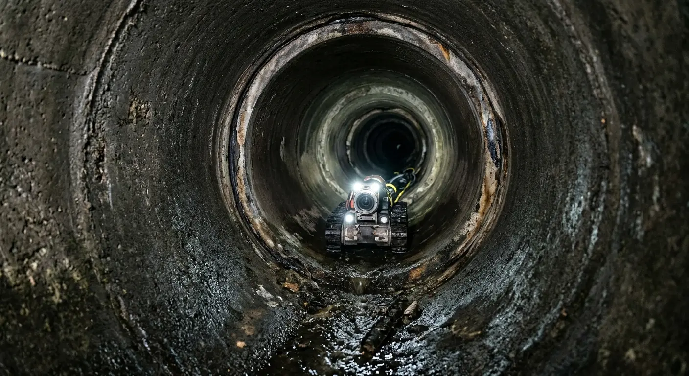 Robotic sewer camera inspecting pipe interior for Drain Snake Service in Plainfield